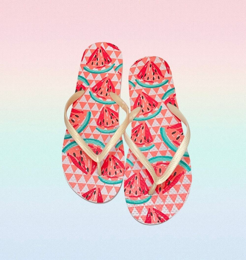 Woman’s Ladies Beach Flip Flops Watermelon Size Large 9-10